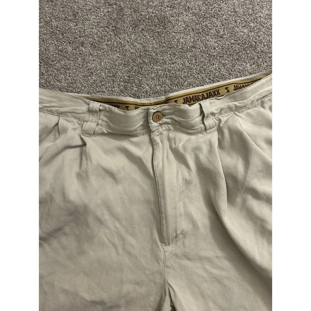 Jamaica Jaxx Silk Pleated Shorts Mens 36 Beige Excellent Herringbone Resortwear